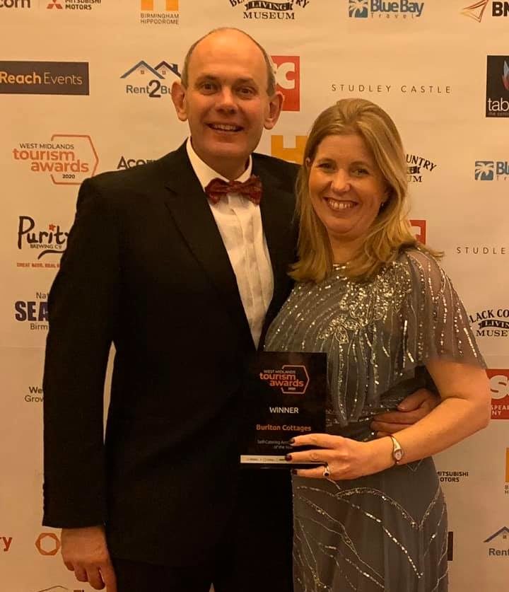 Gerry and Rachel, owners of Burlton Cottages, winners of Self-Catering Accommodation of the Year 2020